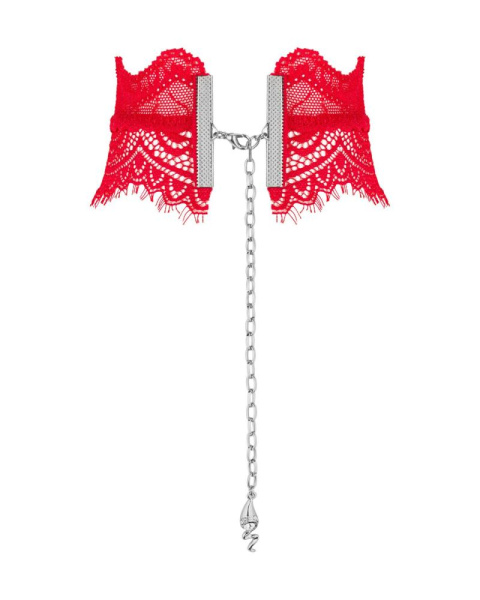 Широкий кружевной чокер Obsessive Bergamore choker, red