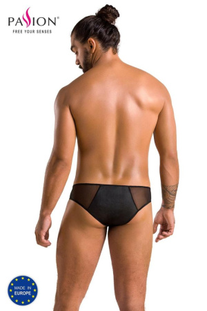 Мужские слипы на молнии Passion 042 Slip Timmy L/XL Black, экокожа, сетка || 