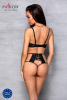 Комплект белья Passion TASMINA SET S/M black, лиф, высокие трусики с корсетом сзади || 