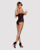 Сетчатое боди на косточках Obsessive Amanta teddy L/XL, черное, с доступом || 