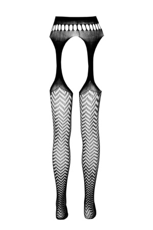 Эротические колготки-бодистокинг Passion ECO S002 black, с доступом, геометрическое плетение || 