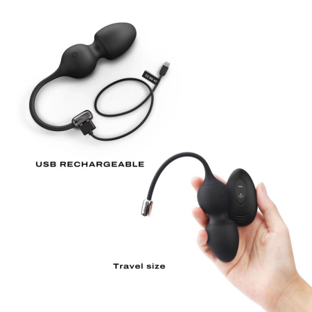 Вагинальные шарики Dorcel LOVE BALLS BLACK, вибрации и движения внутреннего шарика, пульт ДУ || 