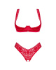 Комплект белья Obsessive Lacelove cupless 2-pcs set XS/S Red, открытый доступ, открытая грудь || 