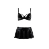 Комплект белья под латекс DEBY SET black XXL/XXXL - Passion: лиф, мини-юбочка, стринги || 