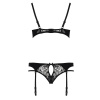 Комплект белья PAULINE SET black XXL/XXXL - Passion: стрэпы: лиф, стринги и пояс для чулок || 
