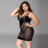 Платье с латексными вставками JSY «Страстная Эльза» Plus Size, Black, кружево, стрепы, сетка || 