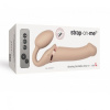 Безремневой страпон с вибрацией Strap-On-Me Vibrating Flesh L, диаметр 3,7см, пульт ДУ, регулируемый || 