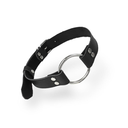 Кляп Металлическое кольцо из натуральной кожи Art of Sex - Gag Ring Metal, цвет Черный || 
