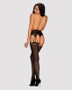 Сетчатые чулки-стокинги под леопард Obsessive Garter stockings S817 S/M/L, имитация гартеров, с дост || 