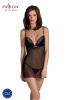 Сорочка Passion DELIENA CHEMISE S/M black, стринги с заниженной талией