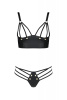 Комплект из экокожи Passion Malwia Bikini 6XL/7XL black, с люверсами и ремешками, бра, трусики || 