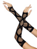 Длинные митенки Leg Avenue Faux wrap net arm warmers One size Black, крупная сетка || 
