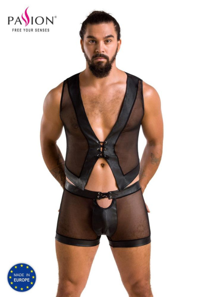 Комплект мужского белья на шнуровке Passion 053 Set William XXL/XXXL Black, жилет, боксеры