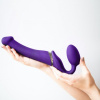 Безремневой страпон с вибрацией Strap-On-Me Vibrating Violet M диаметр 3,3см, пульт ДУ, регулируемый || 