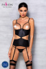 Корсет с открытой грудью Passion JANNIES CORSET L/XL black, стринги в наборе || 