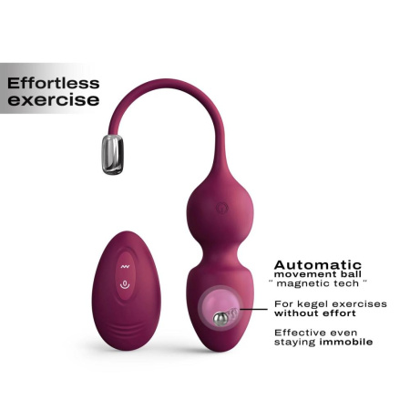 Вагинальные шарики Dorcel LOVE BALLS PLUM, вибрации и движения внутреннего шарика, пульт ДУ || 