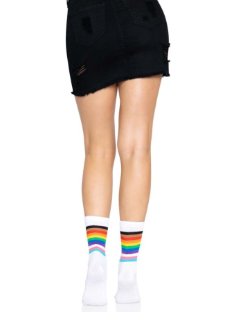 Носки женские в полоску Leg Avenue Pride crew socks Rainbow, 37–43 размер || 