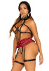 BDSM-костюм ученицы Leg Avenue Harness teddy & skirt L Black, портупея, мини-юбка, экокожа || 