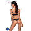 Комплект из эко-кожи с люверсами и ремешками Malwia Bikini black L/XL — Passion, бра и трусики || 