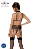 Корсет с открытой грудью Passion DOMINICA CORSET S/M black, пажи для чулок, стринги || 