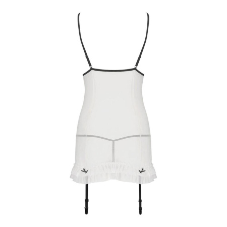 Сорочка прозрачная с пажами ORIHIME CHEMISE white S/M - Passion, трусики, стрэпы || 