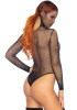 Фетиш-тедди Leg Avenue Rhinestone net hooded teddy One size Black, длинные рукава, фетиш-капюшон || 