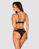 Эротический комплект под латекс со стрепами Obsessive Bagirela 2-pcs set S/M, черный, под леопард, б || 