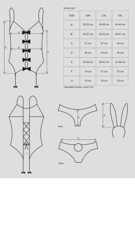 Эротический костюм зайки Obsessive Bunny suit 4 pcs costume pink S/M, розовый, топ с подвязками, тру || 