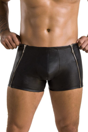 Мужские кожаные боксеры с молниями Passion 049 Short Matt XXL/XXXL Black