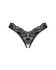 Кружевные стринги Obsessive Donna Dream crotchless thong XL/2XL Black, открытый доступ || 
