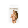 Трусики-тонг Penthouse Dangerous Darling M/L Black, кружево, высокая посадка, вырез спереди, бантик || 