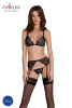 Комплект с открытым доступом Passion DELIENA SET XXL/XXXL black, лиф, стринги, пояс для чулок
