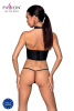 Комплект белья с открытой грудью Passion GENEVIA SET WITH OPEN BRA S/M black, корсет, стринги || 