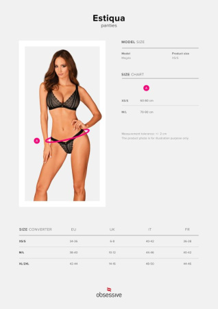 Кружевные трусики с заниженной талией Obsessive Estiqua panties XS/S, black || 