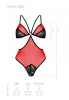 Полупрозрачное боди с кружевом Passion PEONIA BODY L/XL red || 