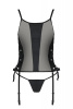 Сетчатый корсет из экокожи Passion Malwia Corset 4XL/5XL black, с люверсами и съемными пажами || 