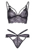 Эротический комплект со стрепами и стразами Leg Avenue Ready Or Not S Black, бра + стринги || 