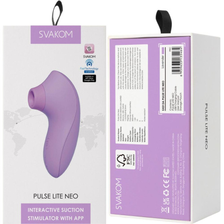 Вакуумный стимулятор Svakom Pulse Lite Neo Lavender, управляется со смартфона || 