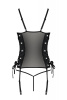 Сетчатый корсет из экокожи Passion Malwia Corset 4XL/5XL black, с люверсами и съемными пажами || 