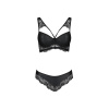 Комплект из эко-кожи с кружевом Loona Set black L/XL - Passion, бра и трусики || 