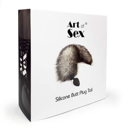 Силиконовая анальная пробка с хвостом из натурального меха Art of Sex size M Artctic fox || 