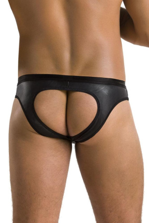 Мужские слипы с вырезами Passion 041 Slip Joe L/XL Black, экокожа, открытые ягодицы || 