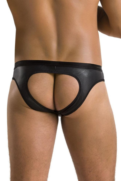 Мужские слипы с вырезами Passion 041 Slip Joe L/XL Black, экокожа, открытые ягодицы