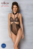 Боди с открытой грудью Passion DOMINICA BODY S/M black, воротник-чокер, корсет || 