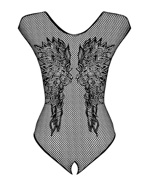 Бодистокинг из крупной сетки с кружевом Obsessive B112 teddy XL/XXL, черный, с доступом