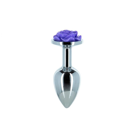 Металлическая анальная пробка Lux Active с розой - Rose Anal Plug - Purple, вибропуля в подарок