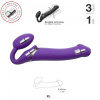 Безремневой страпон с вибрацией Strap-On-Me Vibrating Violet XL, диам. 4,5см, пульт ДУ, регулируемый || 