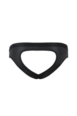 Мужские слипы с вырезами Passion 041 Slip Joe L/XL Black, экокожа, открытые ягодицы || 