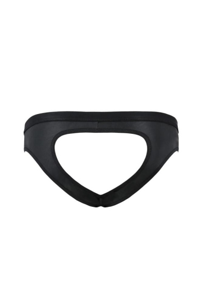 Мужские слипы с вырезами Passion 041 Slip Joe L/XL Black, экокожа, открытые ягодицы