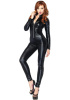 Комбинезон из экокожи Leg Avenue Wetlook Catsuit M, Black,  молния спереди, с мокрым эффектом || 